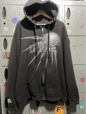 2006 TOOL band 10000 Days graphic skull eye black zip hoodie